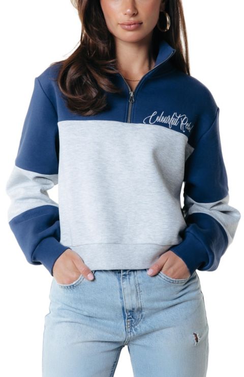 Женский топ Colourful Rebel Colourblock Zip Sweat, цвет: Синий