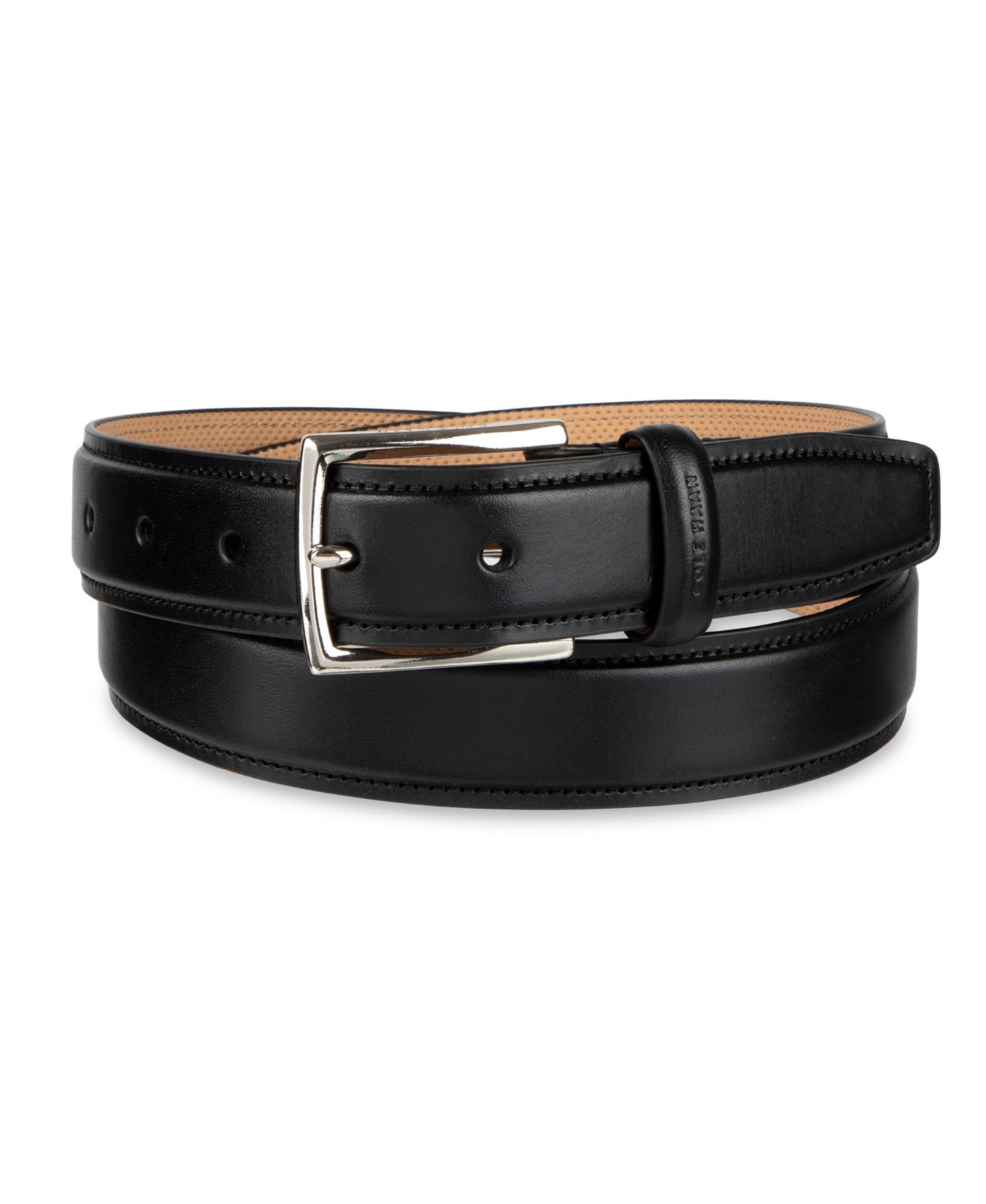 Мужской ремень Cole Haan 32MM Classic Burnished Edge Dress Belt, цвет: Чёрный — фото 1