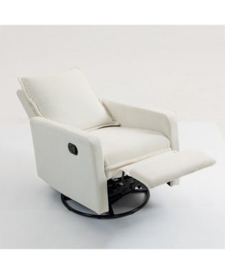 Short Plush Armchair Sofa Manual Button Recliner Chair, Camel