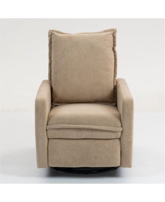 Short Plush Armchair Sofa Manual Button Recliner Chair, Camel