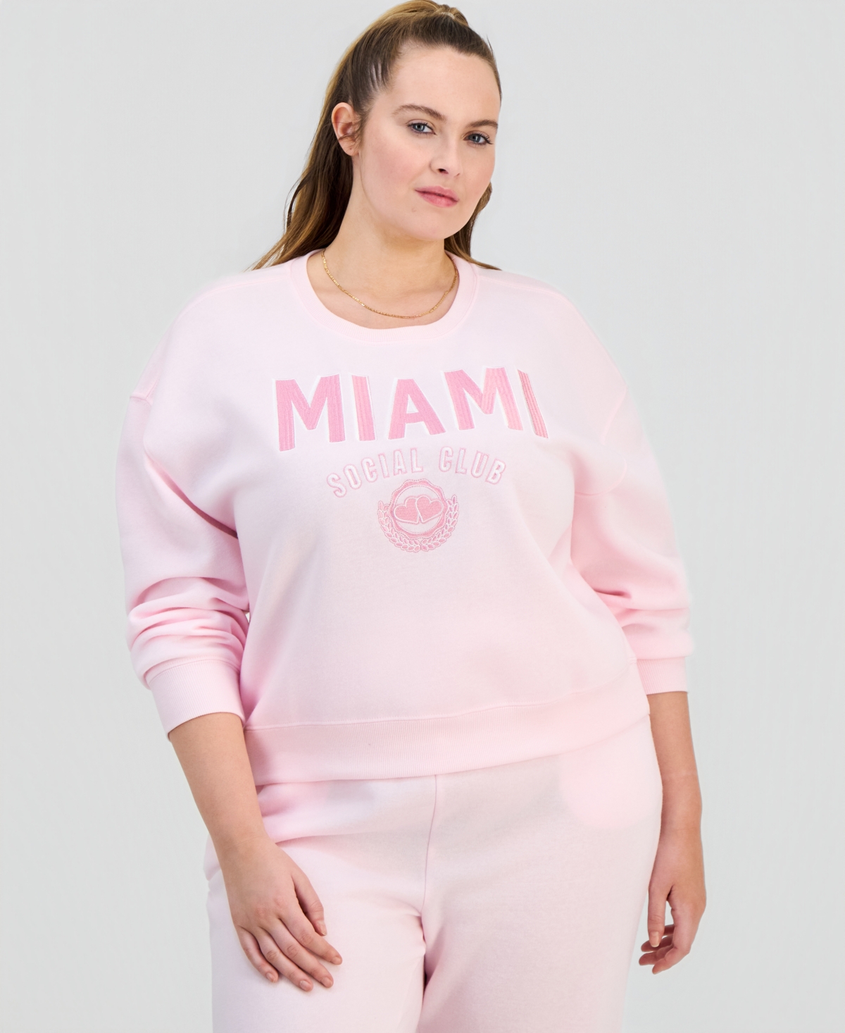 Full Circle Trends Trendy Plus Miami Crew Fleece Sweat Set