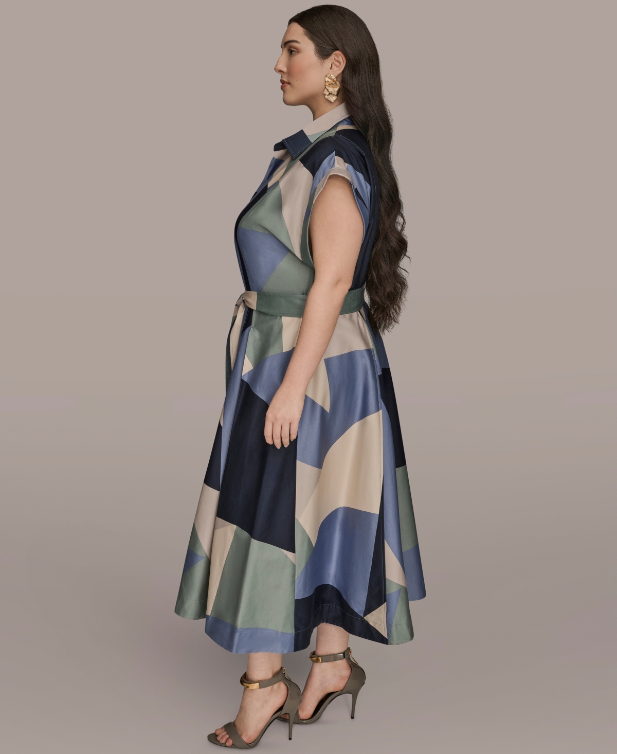 Donna Karan New York Plus Printed Collared Shirtdress