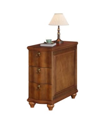 Wood Fully Assembled End Table, 3-Drawers Narrow Slim Side Table, No Assembly Required, Nightstand