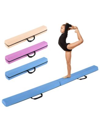 7 FT Folding Balance Beam with Removable Suede Cover and Non-slip Bottom-Navy