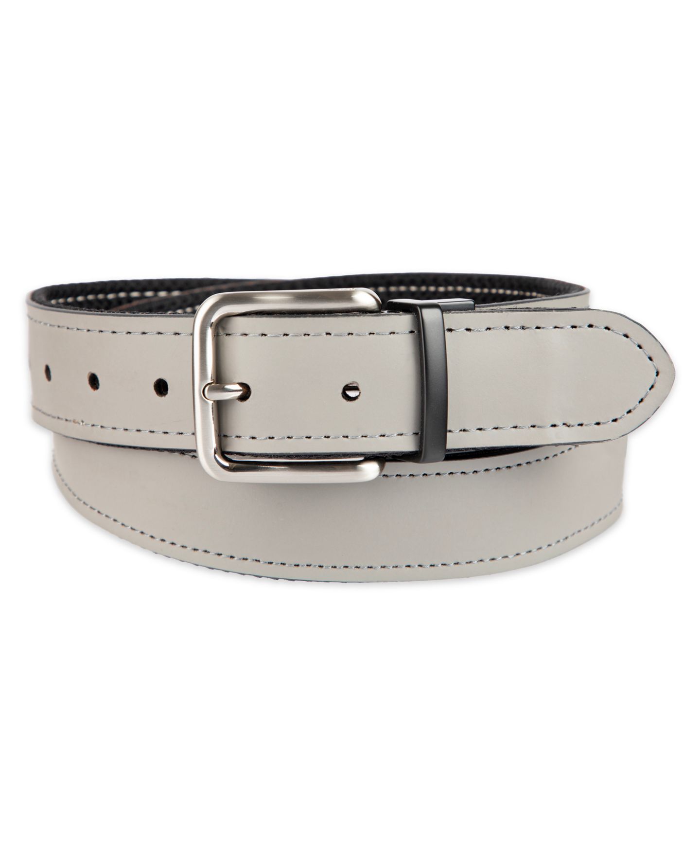 Мужской ремень Tommy Bahama Two-In-One Reversible Leather Perforated Belt, цвет: Чёрный / Серый — фото 2