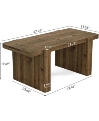 Farmhouse Coffee Table with Heavy-Duty Legs, Solid Wood