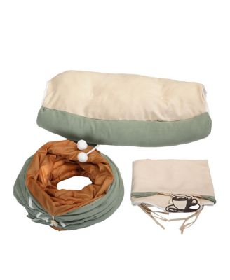 Cat's Telescopic Tunnel Cushioned Bed in Bright Green