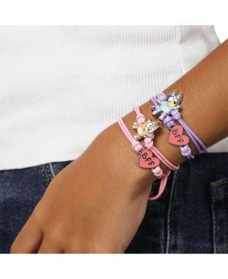 Adjustable Friendship Bracelet Set, Heart Charm, 4-Pack