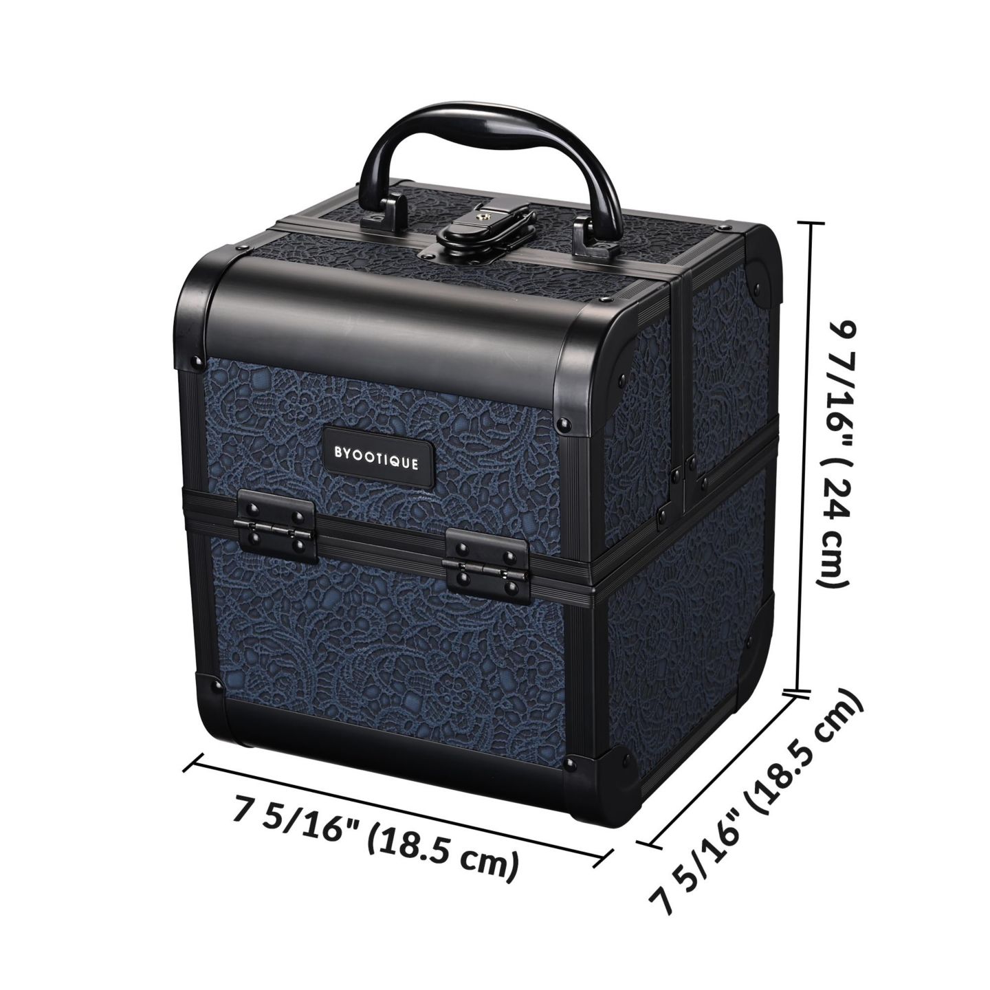 Сумки Byootique 2-Piece Makeup Train Case Cosmetic Organizer Kit Rococo Coral Artists, цвет: Синий — фото 4