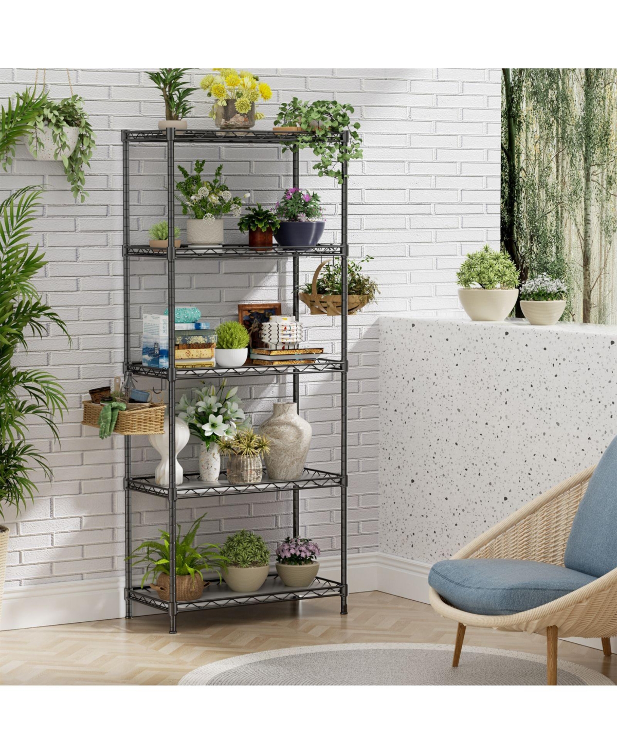 Lovmor 5-Tier Height Adjustable Garage Wire Shelving Unit