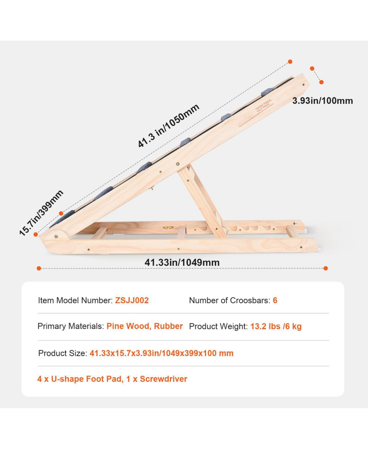 Cozito Adjustable Wooden Folding Pet Ramp, 41.3