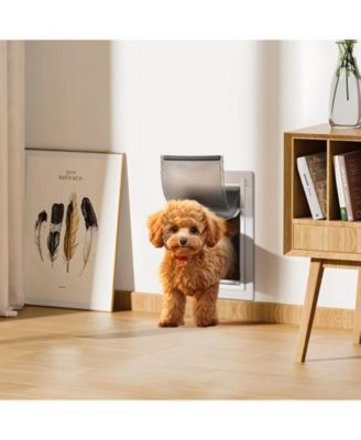 Metal Frame Wall-Entry Pet Door with 3-Flap System, Small, White