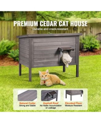 Insulated Wooden Outdoor Cat Shelter with Foam Lining, 34