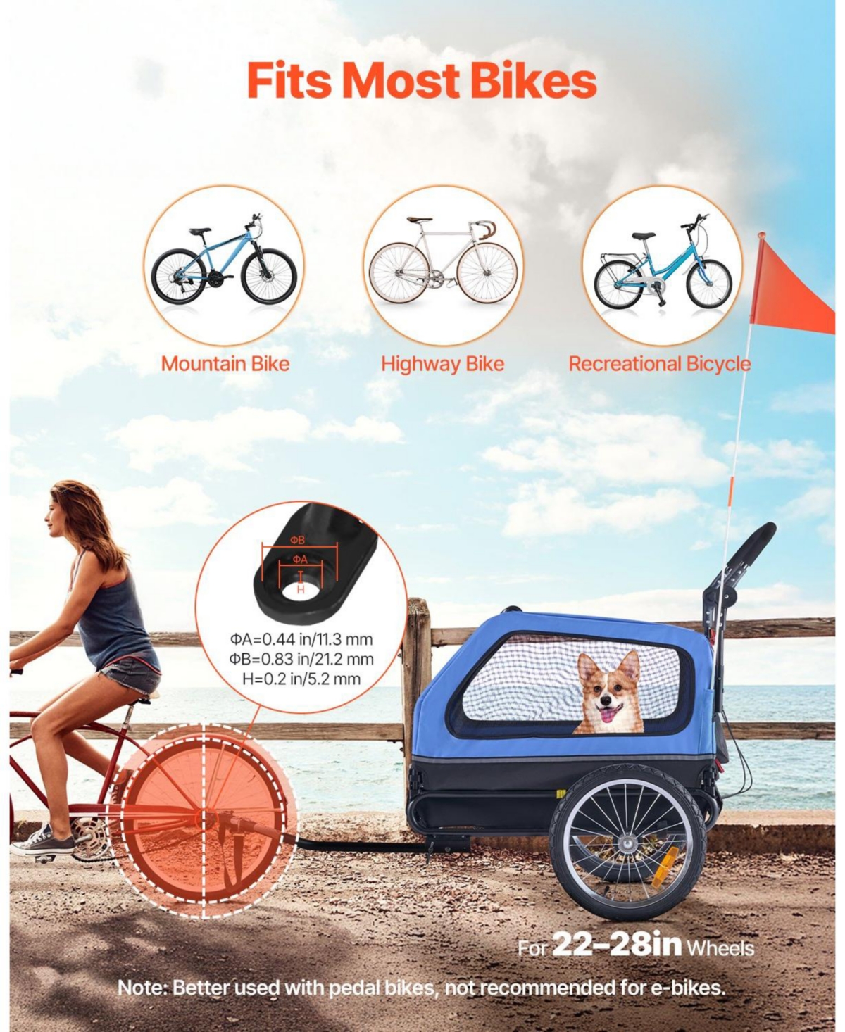 Cozito 2-in-1 Foldable Pet Bike Trailer & Stroller, Holds up to 88 lbs