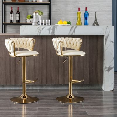 Adjustable Height Bar Stools with Chrome Accents (Set of 2)