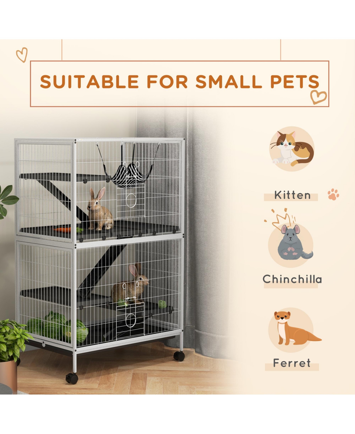 PawHut 5-Tier Small Animal Cage, Ferret Cage Large Chinchilla Cage