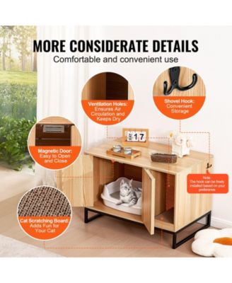 Wooden Cat Litter Box Enclosure with Metal Legs