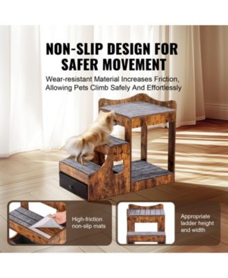 Pet Bunk Bed & Window Perch with Removable Stairs, Rustic Brown