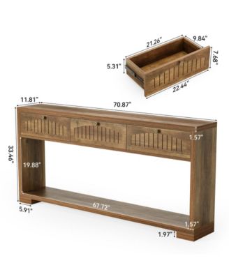 70.8-Inch Long Console Table with 3 Drawers, Farmhouse Narrow Entryway Table & Sofa Table
