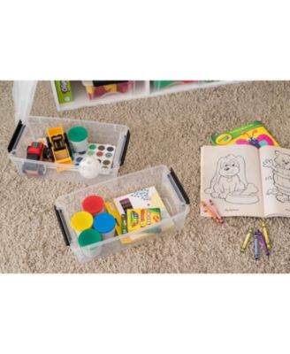 USA 6-Pack Plastic Storage Bins with Lids, 6 Quart, Made in USA Stackable Latches Durable Nestable Containers