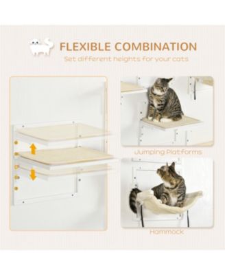 Wall-Mounted Cat Tree with Adjustable Jumping Platforms