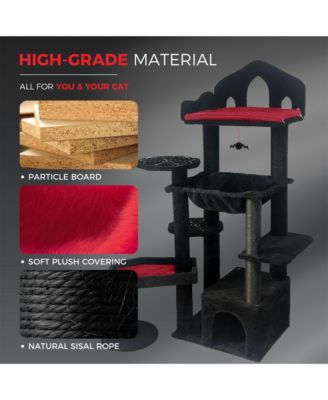 58" Black Gothic Cat Tree - Spooky Tower for Multiple Cats