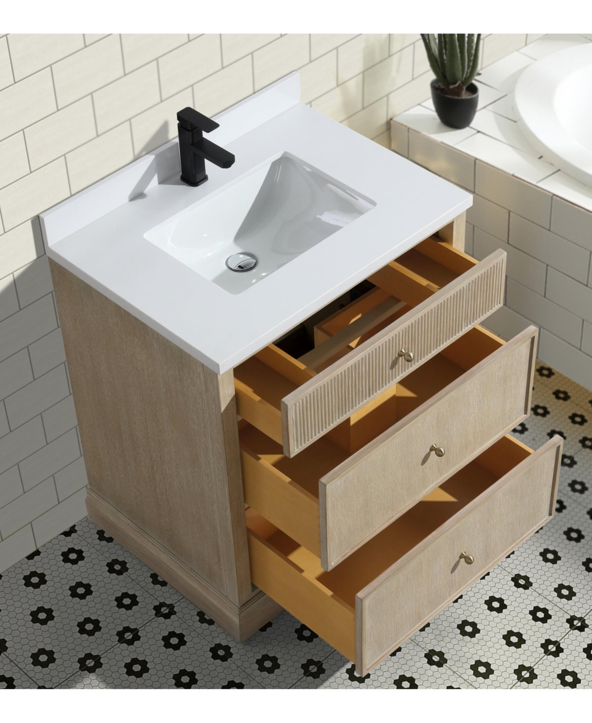 Ari Bath, Redondo 30", Freestanding, Ash Oak Finish