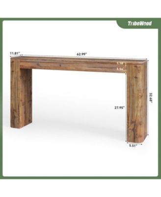 Solid Wood Console Table, 63-Inch Farmhouse Entryway Sofa Table Behind Couch for Living Room Hallway, Foyer