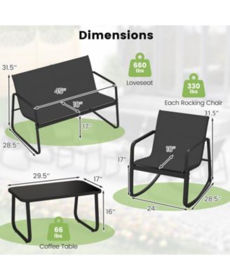 4 PCS Patio Furniture Set Outdoor Rocker Chair Conversation Set