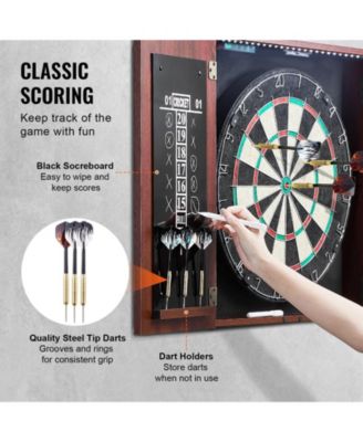 Dartboard and Cabinet Set with LED Light Official Size Game Bundle
