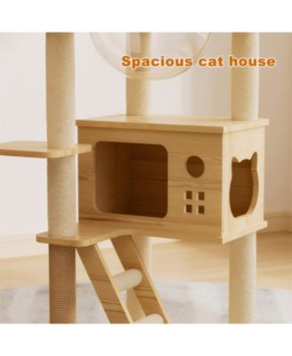 48.8" Modern Cat Tower with Sisal-Covered Scratching Posts and Top Perch