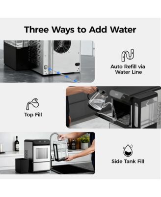 26.5lbs/24H Countertop Nugget ice Maker in Black Stainless Steel with Visual Door and 3.3lbs Ice Basket