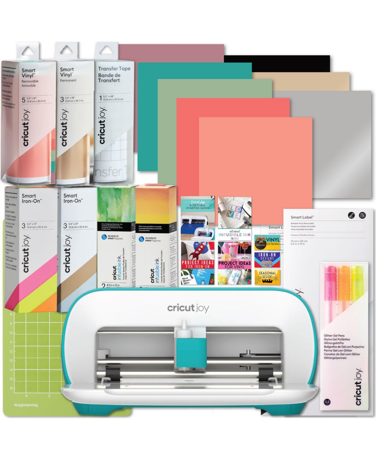Cricut Joy Machine Ultimate Sampler Cricut Materials Bundle - Iron-On, Vinyl, Pens, Labels