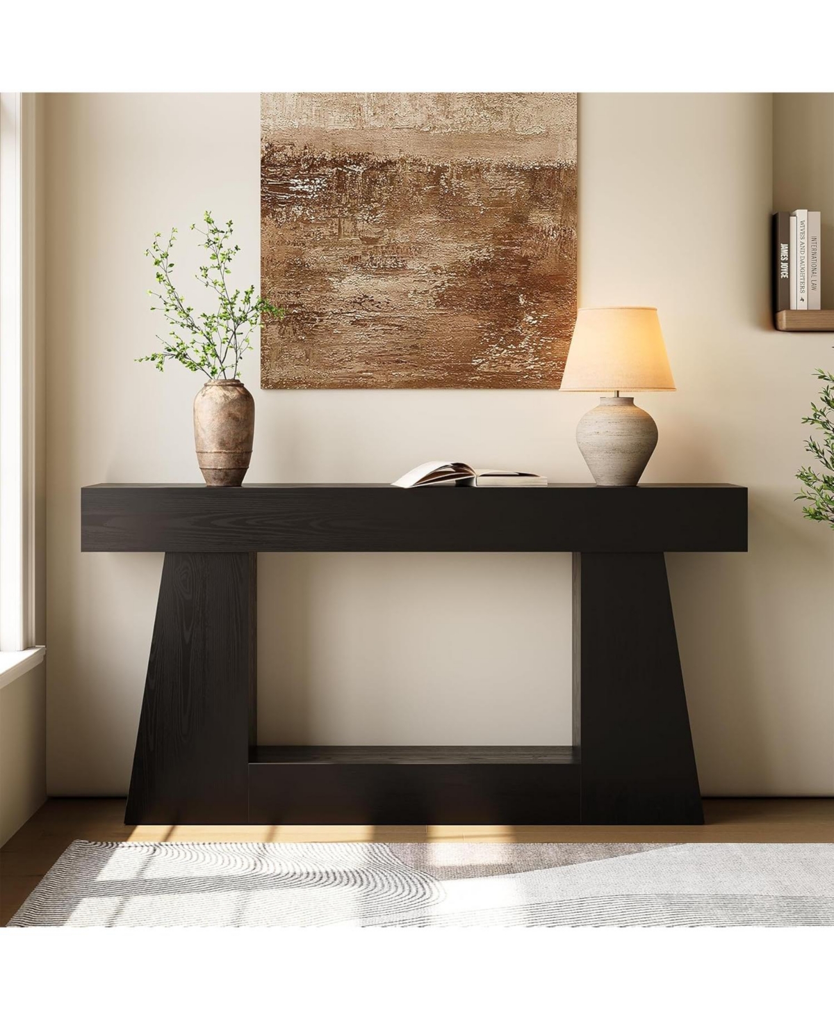 Tribesigns 63" Farmhouse Console Table with Storage, Rustic Long Sofa for Entryway & Behind Couch, Narrow Hallway