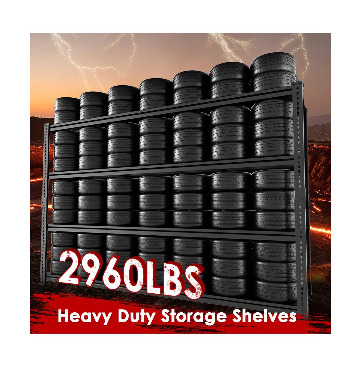 Lovmor 4-Tier 60 in W x 78 in H x 24 in D Adjustable Solid Plate Heavy Duty Metal Shelving Unit