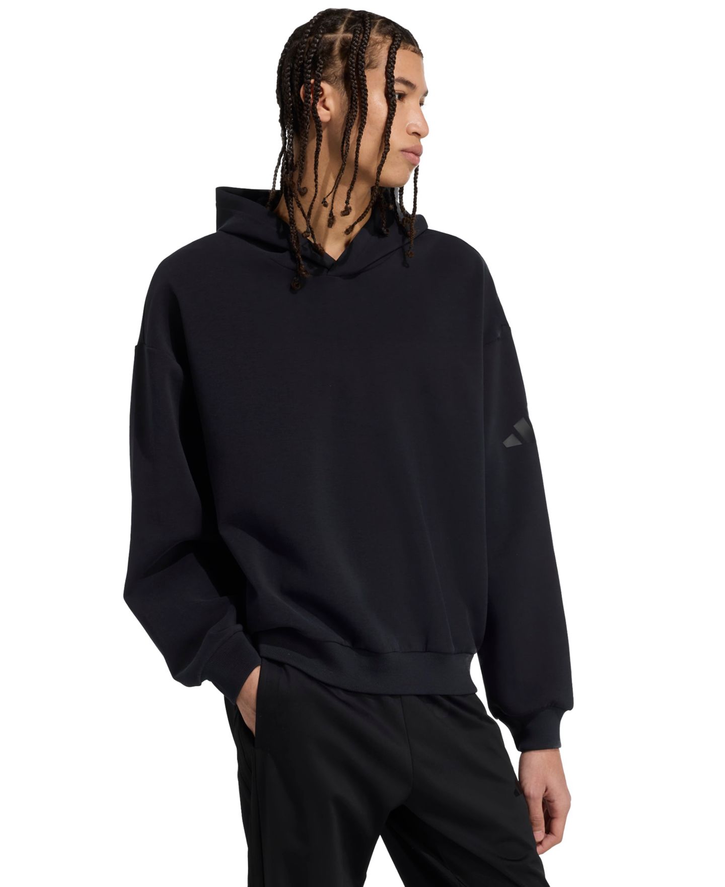 Мужское худи adidas Soft Lux Regular-Fit, цвет: Чёрный — фото 2