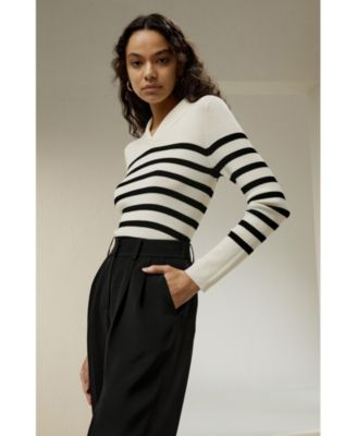 Women's Striped Ultra-fine Merino Wool Sweater