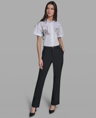 Petite Ponte Wide-Leg Pants