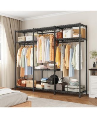 Heavy Duty Clothes Rack Load 800 LBS, Adjustable Clothing Racks for Hanging Clothes, Clothing Rack with Shelves for Bedroom,Basement