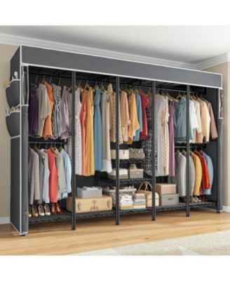 90.6" W Clothes Rack with Cover Heavy Duty Clothing Racks for Hanging Clothes Extra Wide Portable Closet Loads 1200LBS Garment Rack