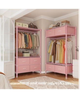 Clothes Rack, Clothing Rack for Hanging Clothes with 4 Drawers Load 420LBS Heavy Duty Garment Rack with Drawers