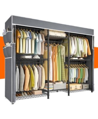 Clothes Rack with Cover,Clothing Racks for Hanging Clothes Heavy Duty,Portable Closet with Shelves,Adjustable,Loads 905 LBS