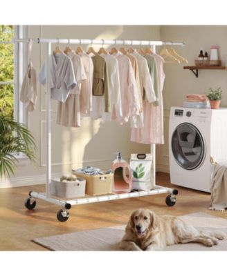 Clothing Rack for Hanging Clothes, Rolling Clothes Rack Load 250LBS, Metal Clothes Racks, Clothing Rack with Wheels Portable