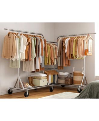 Heavy-Duty Clothes Rack, 117" W Rolling Rack with Wheels, 600 LBS Load Capacity, Holds 240+ Clothes, Portable, Adjustable, Garment Rack