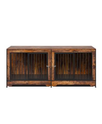75" Extra-Large Double Dog Crate Furniture with Divider, Brown
