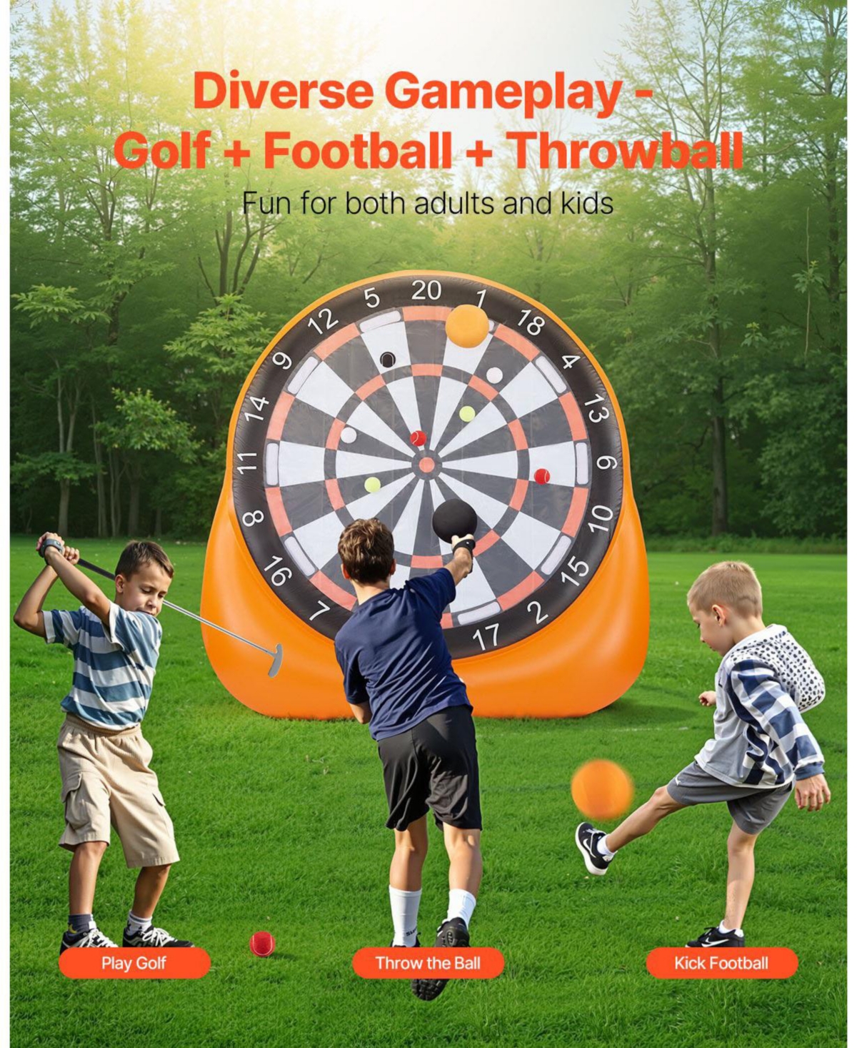 Sugift Inflatable Soccer Dart Board Giant 6-Foot Target with Balls and Pump