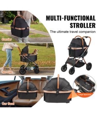 4-Wheel Pet Stroller with Detachable Carrier, Holds up to 66 lbs., Black