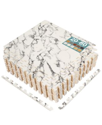 80 Sq. Ft. Interlocking EVA Foam Wood Grain Floor Tiles 3/8-Inch Thick with Borders