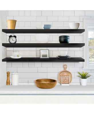 3 Pack 55 Inch Wall Mounted Floating Shelves - for Bathroom, Wall Decor for Bedroom, Kitchen, Living Room, Book Storage