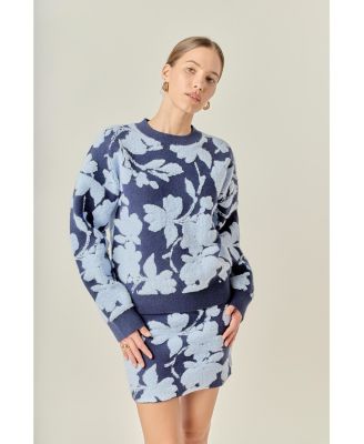 Women's Fuzzy Flower Sweater